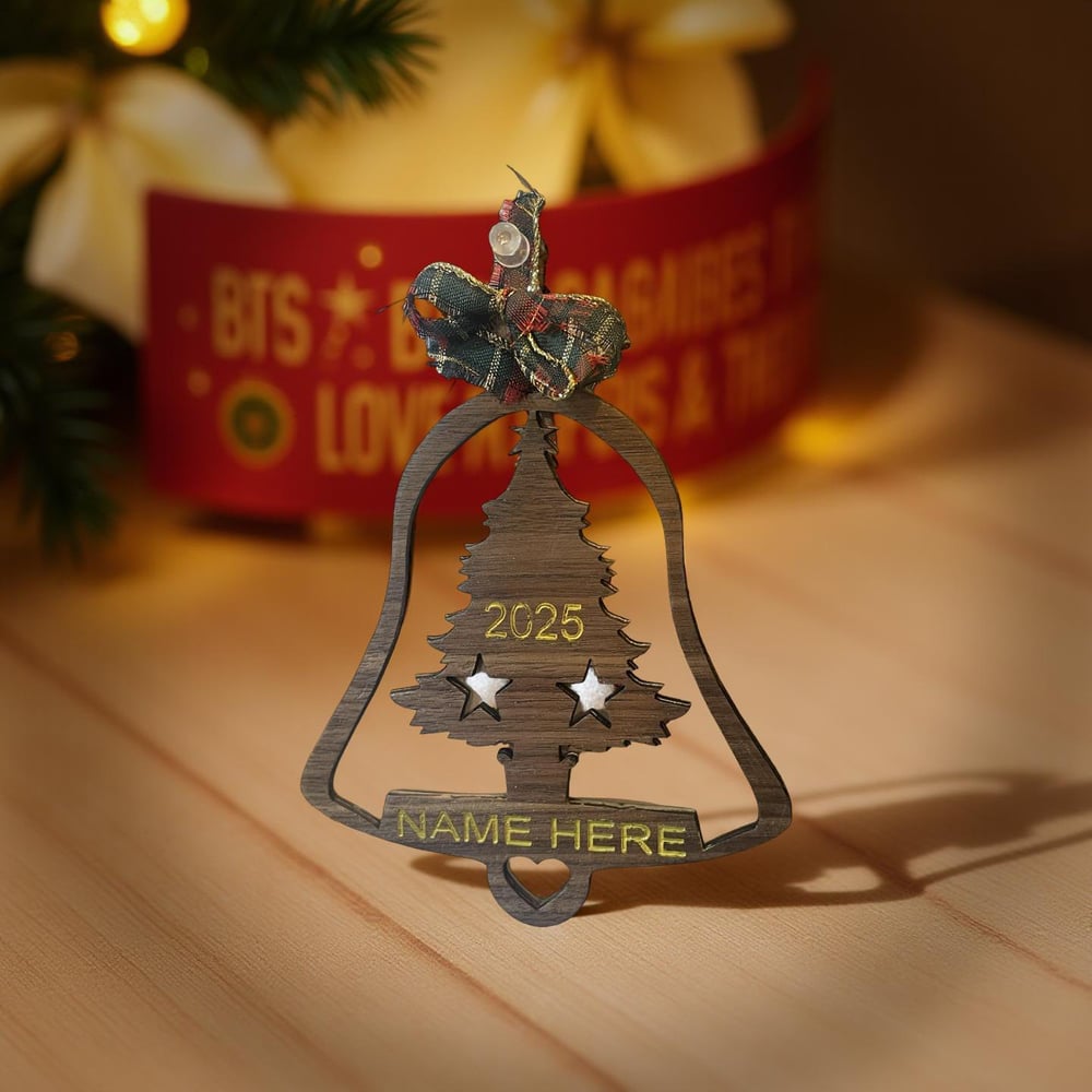 Image of Christmas Bell Engraving Print / Cut Files.