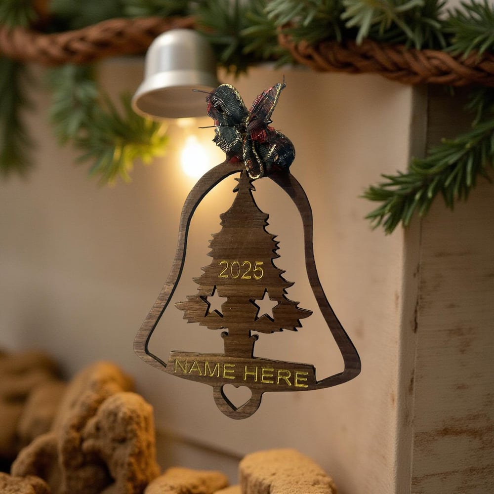 Image of Christmas Bell Engraving Print / Cut Files.