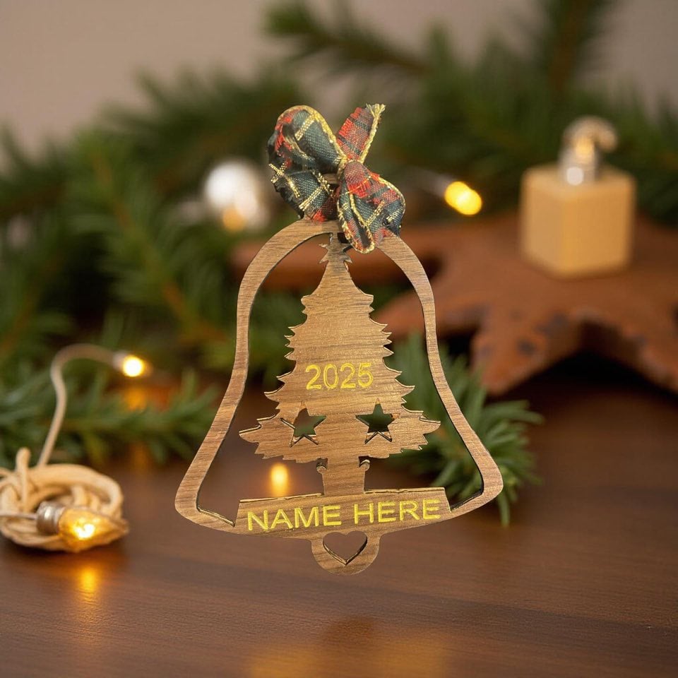 Image of Christmas Bell Engraving Print / Cut Files.