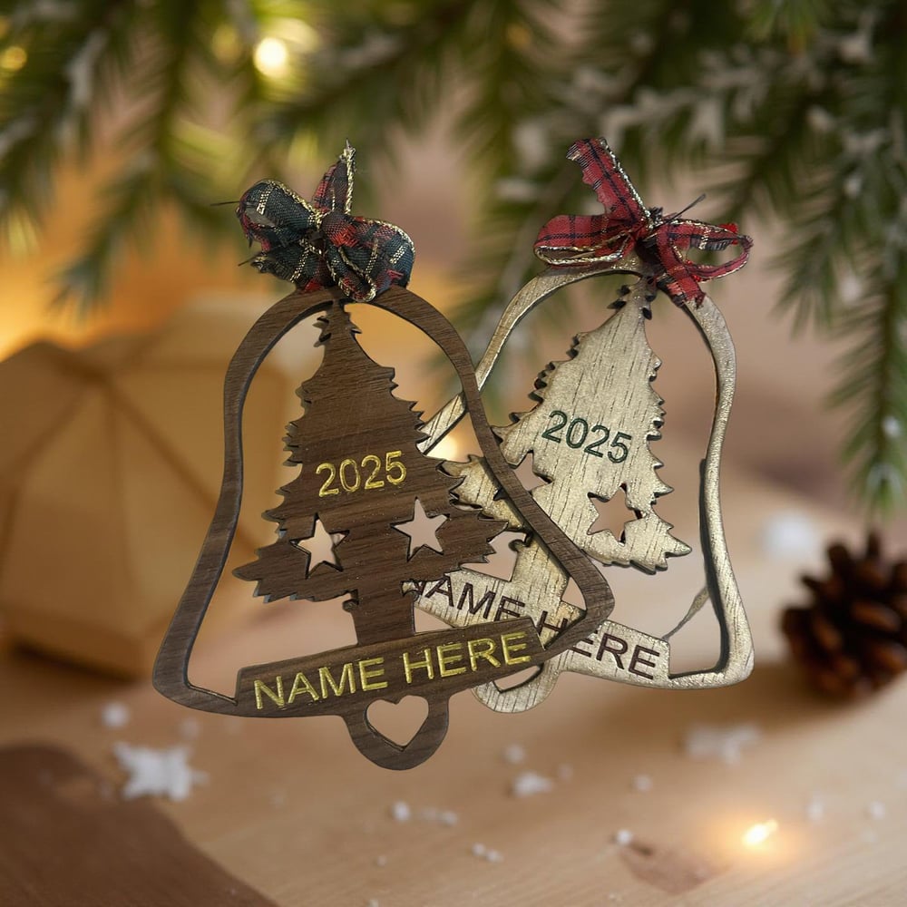 Image of Christmas Bell Engraving Print / Cut Files.