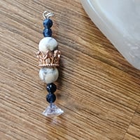 Image 6 of Amulet for Strength – Howlite & Blue Stone Necklace with Crown