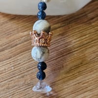 Image 3 of Amulet for Strength – Howlite & Blue Stone Necklace with Crown