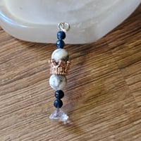 Image 7 of Amulet for Strength – Howlite & Blue Stone Necklace with Crown