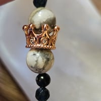 Image 8 of Amulet for Strength – Howlite & Blue Stone Necklace with Crown