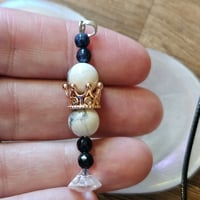 Image 2 of Amulet for Strength – Howlite & Blue Stone Necklace with Crown