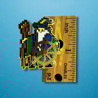 Image 2 of Blue Wizard Enamel Pin with Ship's Wheel: Bob's 1st Pin!