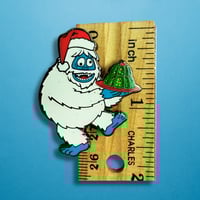 Image 2 of Holiday Yeti Enamel Pin with Green Glitter Jello
