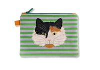 Image 1 of CAT POUCH - GREEN AND LILAC