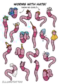 Image 1 of WORMS WITH HATS A4