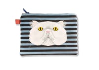Image 1 of CAT POUCH - BLUE AND BROWN
