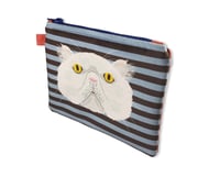Image 3 of CAT POUCH - BLUE AND BROWN