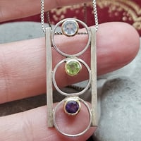 Image 2 of Sterling Silver Necklace – Amethyst Peridot Topaz, Vintage Manifestation Pendant