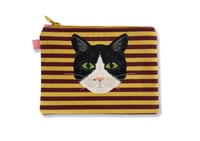 Image 1 of CAT POUCH - BURGUNDY AND YELLOW