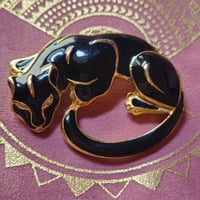 Image 1 of Vintage Black Panther Brooch for Protection & Karmic Reflection