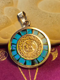 Image 1 of Vintage Sterling Mayan Coin Pendant - Abundance, Transformation, Protection
