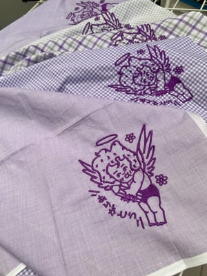 Image of Purple Handkechief with Embroidery