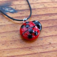 Image 2 of Lampworked glass ladybird pendant necklace glassblowing ladybug