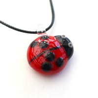 Image 1 of Lampworked glass ladybird pendant necklace glassblowing ladybug