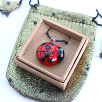 Image 4 of Lampworked glass ladybird pendant necklace glassblowing ladybug