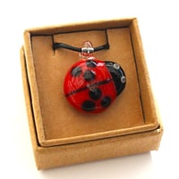 Image 5 of Lampworked glass ladybird pendant necklace glassblowing ladybug