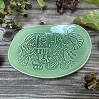 Image 2 of Ceramic Green Elephant Design Dish 