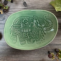 Image 4 of Ceramic Green Elephant Design Dish 