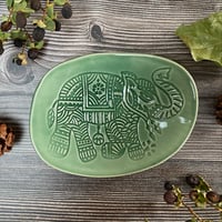 Image 1 of Ceramic Green Elephant Design Dish 