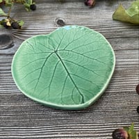 Image 1 of Soft Green Ceramic Leaf Trinket / Ring Dish