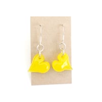 Image 4 of Lampworked Glass Heart Dangle Earrings on Silver Hooks