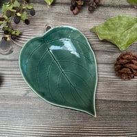 Image 1 of Handmade Ceramic Leaf Dish in Rich Green