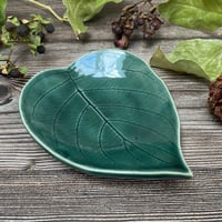 Image 4 of Handmade Ceramic Leaf Dish in Rich Green