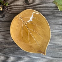 Image 1 of  Amber Ceramic Leaf Trinket/Ring Dish
