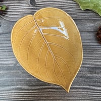 Image 1 of Amber Ceramic Leaf Trinket / Ring Dish
