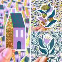 Image 1 of Lot de stickers pailletés - Maison