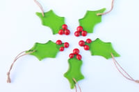 Image 3 of Fused Glass Holly Christmas Tree Decoration