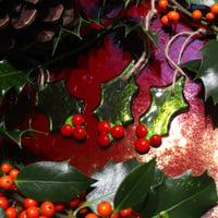 Image 4 of Fused Glass Holly Christmas Tree Decoration