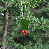 Image 5 of Fused Glass Holly Christmas Tree Decoration