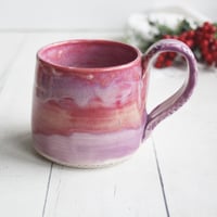 Image 1 of Small Handmade Pottery Mug in Shades of Pink and Purple Glazes, 10 Ounce, Made in USA