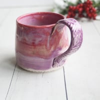 Image 3 of Small Handmade Pottery Mug in Shades of Pink and Purple Glazes, 10 Ounce, Made in USA