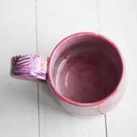 Image 8 of Small Handmade Pottery Mug in Shades of Pink and Purple Glazes, 10 Ounce, Made in USA