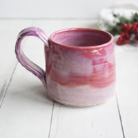 Image 2 of Small Handmade Pottery Mug in Shades of Pink and Purple Glazes, 10 Ounce, Made in USA