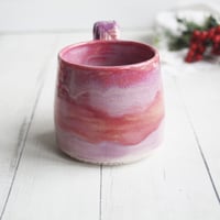 Image 4 of Small Handmade Pottery Mug in Shades of Pink and Purple Glazes, 10 Ounce, Made in USA