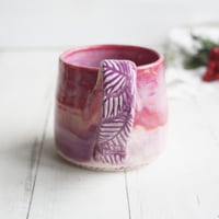 Image 5 of Small Handmade Pottery Mug in Shades of Pink and Purple Glazes, 10 Ounce, Made in USA