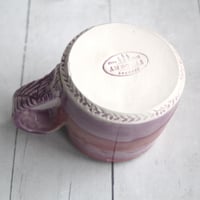 Image 10 of Small Handmade Pottery Mug in Shades of Pink and Purple Glazes, 10 Ounce, Made in USA