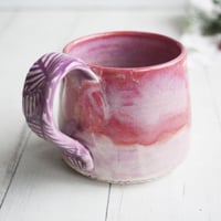 Image 6 of Small Handmade Pottery Mug in Shades of Pink and Purple Glazes, 10 Ounce, Made in USA