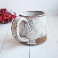 Image 7 of Rustic Pottery Mug in Milky White Glaze, 11 oz. Handcrafted Coffee Cup, Made in USA