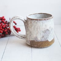 Image 1 of Rustic Pottery Mug in Milky White Glaze, 11 oz. Handcrafted Coffee Cup, Made in USA