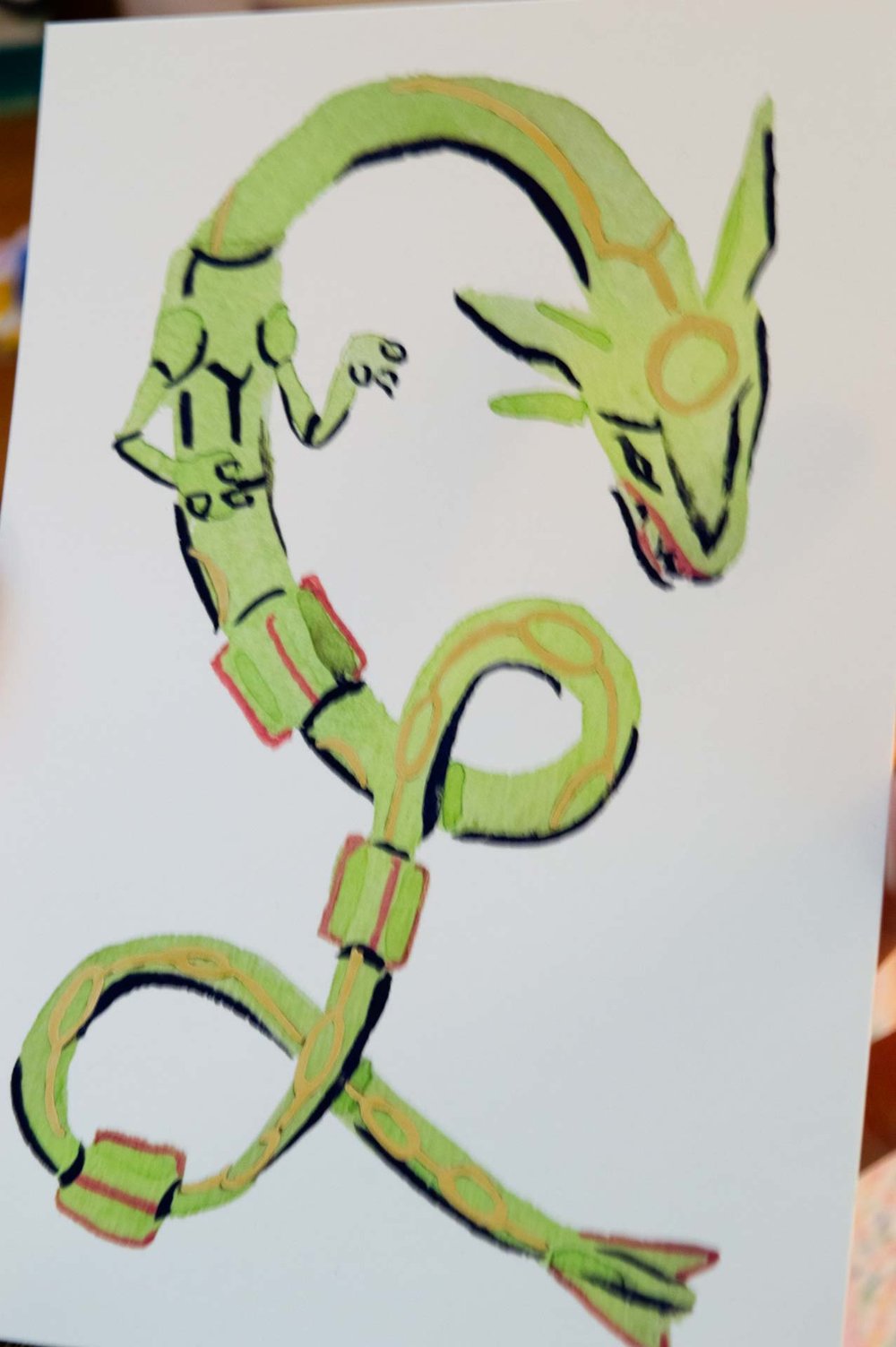 Image of Rayquaza Print with Handpainted Gold