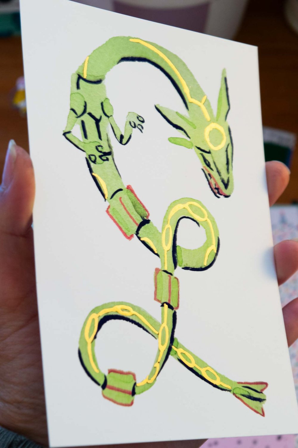Image of Rayquaza Print with Handpainted Gold