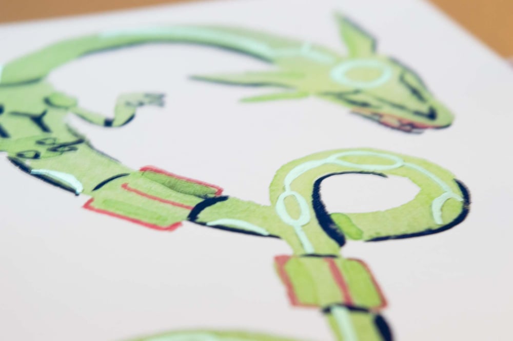 Image of Rayquaza Print with Handpainted Gold